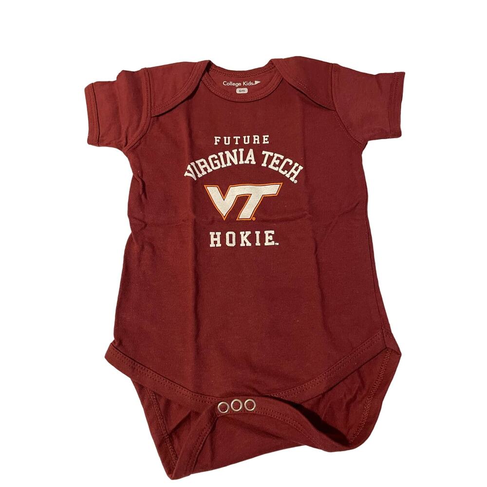 College Kids Virginia Tech University One Piece Short Sleeve Logo Red Size 6mon